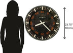 Howard Miller Old School Gallery Wall Clock, Classic Round Design Black Dial with Red Arabic Numerals Wall Mount, Battery Powered Quartz Movement Best for Home Decor & Office Decor Black Finish
