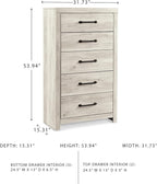 Signature Design by Ashley Cambeck Industrial 5 Drawer Chest with Safety Stop, Whitewash