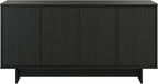 Prepac Finnley 61.5" Wide Sideboard Cabinet, Wood Entryway Sideboard with 2 Adjustable Shelves, Dining Room Buffet with 4 Doors, Living Room Accent Cabinet for Storage and Decorations, Black Oak