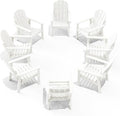 Adirondack Chair Set of 8, All Weather HDPE Fire Pit Chairs, Oversized Plastic Adirondack Chair for Outdoor, Balcony, Deck, Backyard, Patio, Garden, Poolside, Lawn White
