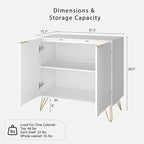 Fluted Storage Cabinet, 2 Doors Sideboard Buffet Cabinet, Modern Wood Accent Cabinet with Adjustable Shelves, Console Table for Living Room, Hallway, Entryway, White