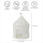 3 Sprouts Kids Play Tent - Sustainable Recycled Fabric – Fun Spacious Childs Playhouse for Indoor Games for Boys & Girls - Durable Fort Pop Up House for Toddlers & Children Age 3-10 - Blueberry Ivory