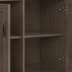 SIMPLIHOME Lev SOLID WOOD 60 inch Wide Contemporary Wide Storage Cabinet in Smoky Brown for the Living Room, Entryway and Family Room