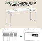 Huuger Computer Desk, 63 Inch Office Desk, Gaming Desk with Storage, Writing Desk Work Desk for Home Office, Study, Modern Simple Desk, Large Legroom, Metal Frame, White