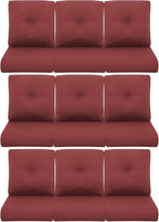 9-Piece Outdoor Patio Cushion Set - Fade & Water Resistant with Removable Olefin Cover, 22x24x4 Inch Memory Foam Cushions for Wicker Sectional Sofa – Red/Buckle