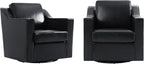 Pia Ricco 360° Swivel Accent Chair, Oversized Modern Faux Leather Armchair with Removable Cover for Living Room and Reception,Black