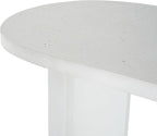 Christopher Knight Home Vicla 3 Pieces Durable Concrete Outdoor Dining Set with Stylish Terrazzo Finish, Patio Dining Table with 2 Benches, Oval Outdoor Patio Furniture Set with Pedestal Base, White