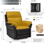 AIRSKY Genuine Leather Recliner Chair, Top Grain Leather, Italian Water-Washing Process, Recliner Chairs for Adults, Single Sofas for Living Room, Theater Seating, Bedroom. R1, Black