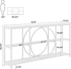 Tribesigns 70.9 inch Sofa Console Table, Modern Extra Long Entryway Tables with 3 Tier Storage Shelves Metal Frame for Foyer Hallway Living Room Behind Couch, Pure White