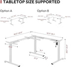 SANODESK Electric Height Adjustable 3 Leg Corner Desk Frame, up to 220lbs, Sit Stand Ergonomic L Shaped Frame Only, White