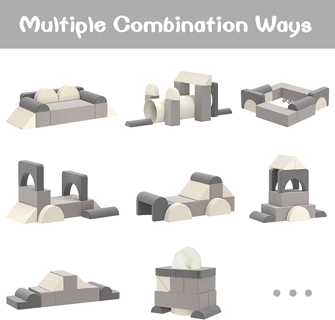 Asweets Kids Play Couch with Tunnel and Balls, Play Couch for Toddlers, Kids Foam Convertible Play Building Fort for Christmas and New Year