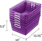 Really Good Stuff Large Plastic Book Baskets, 13.25" by 10" by 5.5" - 12 Pack, Purple, Classroom Library Organizer, Toy Storage, Multi-Purpose Organizer Basket