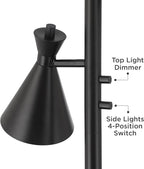 Possini Euro Design Ballard Modern 72" Tall Standing Floor Lamp Skinny Large Tree Torchiere Pole Task with Side Lights Dimmable Black Metal Living Room Bedroom House Reading Office Home Decor