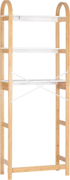 Spirich Over The Toilet Storage Shelf, 3-Tier Over Toilet Bathroom Organizer, Space-Saving Above Toilet Storage Shelf Rack with Bamboo Frame