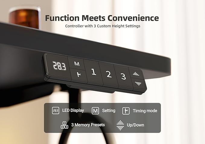 YDN Electric Standing Desk Adjustable Height, 48 x 24 Inches Stand up Desk with Cable Management, Home Office Desks with Splice Board & Black Frame, Black Top