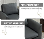 YISHENG Mid-Century Modern Living Room Accent Chairs Set of 2 - Oversized Faux Leather Armchairs with Removable Cushions & Metal Legs, Comfortable Sofas for Office/Lounge/Bedroom/Reception,Gray