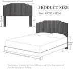Queen Size Headboard Only, Velvet Wall Mounted Headboard Queen/Full Size for Adjustable Bed, Modern Vertical Channel Design with Curved Tufted Upholstered Head Board,Dark Gray