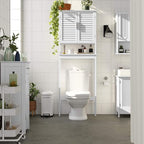 SONGMICS Over The Toilet Storage Cabinet, Bathroom Cabinet with Adjustable Inside Shelf and Bottom Stabilizer Bar, Space-Saving Toilet Rack, Cloud White UBTS010W01