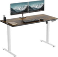 One-Piece Electric Standing Desk, 48 x 24 Inch Adjustable Height Sit to Stand Up Desk for Home Office, Work & Study, White Frame & Brown Desktop (2 Packages)