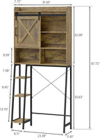 Farmhouse Storage Cabinet Over Toilet with Sliding Door & Toilet Paper Holder Stand, Space-Saving Bathroom Rack