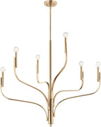KICHLER Livadia 6-Light Chandelier, Soft Modern-Light in Champagne Bronze, for Foyer, Great Room, or Vaulted Dining or Bedroom (33" x 36.25"), 52673CPZ