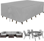 Easy-Going Rectangle Patio Furniture Cover Waterproof Outdoor Dining Table and Chair Cover Anti-UV Outside Sectional Sofa Set Covers (88"L x 58"W x 28"H, Grey)