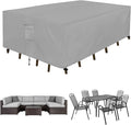 Easy-Going Rectangle Patio Furniture Cover Waterproof Outdoor Dining Table and Chair Cover Anti-UV Outside Sectional Sofa Set Covers (124"L x 71"W x 28"H, Grey)