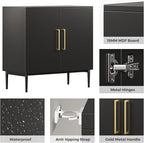 Modern Black Accent Storage Cabinet with Doors, Free Standing Wooden Buffet Sideboard for Bedroom, Kitchen, Home Office