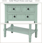 Knocbel Slim Antique Entry Console Table with Drawers & Bottom Open Shelf, Solid Wood Sofa Couch Table for Entryway Hallway Living Room (Mint Green)