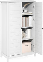 Furinno Robin Storage Cabinet, 4-Tier Pantry Cabinet with Adjustable Shelves, 35W with Louvered Doors, Kitchen Cabinet, Organization and Storage, for Pantry, Living Room, Home Office, White