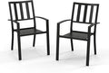 PHI VILLA 2 Pcs Patio Metal Dining Chairs, Outdoor Wroght Iron Seating Dining Chairs, Stackable Bistro Chair for Garden, Backyard, Lawn, Supports 300 lbs