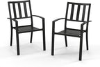 PHI VILLA 2 Pcs Patio Metal Dining Chairs, Outdoor Wroght Iron Seating Dining Chairs, Stackable Bistro Chair for Garden, Backyard, Lawn, Supports 300 lbs