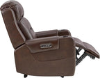 Watson & Whitely Oversized Genuine Leather Power Recliner Chairs for Big and Tall, Extra Wide Lay Flat Recliner with Power Headrest & Cup Holders, Electric Reclining Sofa for Living Room, Dark Brown