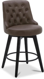 Watson & Whitely Modern Swivel Bar Stools, Faux Leather Upholstered Counter Height Bar Stools with Back, Solid Wood Legs, 26" H Seat, Set of 2, Chocolate