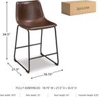 Signature Design by Ashley Centiar 24" Counter Height Modern Bucket Barstool 2 Count, Brown