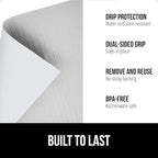 GORILLA GRIP DripGuard Shelf Liner, Non Adhesive Drawer and Kitchen Cabinet Protector, 24x240 Inch, Slip Resistant BPA Free Smooth Surface Plastic Liners for Cabinets, Bathrooms, Closets, Light Gray