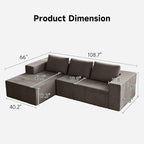 Upgrade 108’’ L Shape Cloud Couch, Plush Corduroy Sectional Sofa with Chaise, Boneless Couches for Living Room Bedroom, No Assembly Required (Khaki, Left Facing Chaise)