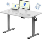 FLEXISPOT EN1 One-Piece Standing Desk 48 x 30 Inches Stand Up Desk for Workstation and Home Office (Silver Frame + 48 inches White Top, 2 Packages)
