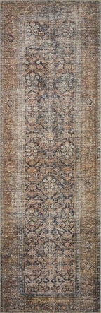 Loloi Amber Lewis Billie Collection, Ink & Salmon 2'-6" x 7'-6" Area Rug – Antique & Distressed Accent Rugs for Living Room, Bedroom, Entryway & Hallway, No Shed High Traffic Area Home Decor Rug