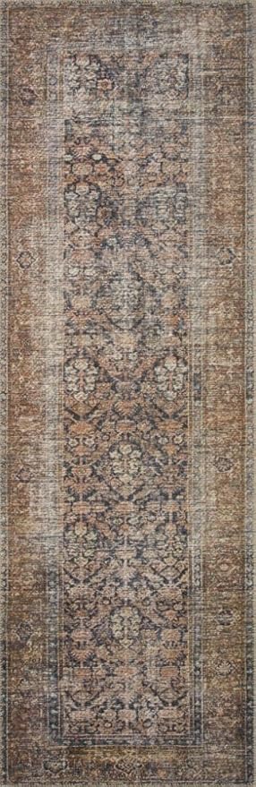 Loloi Amber Lewis Billie Collection, Ink & Salmon 7'-6" x 9'-6" Area Rug – Antique & Distressed Accent Rugs for Living Room, Bedroom, Entryway & Hallway, No Shed High Traffic Area Home Decor Rug