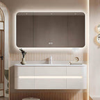 72IN Bathroom Vanity - Bathroom Vanity with Sink with Intelligent Induction Light | Wall-Mounted Bathroom Vanity with Intelligent LED Mirror Cabinet & 6 Drawers, Cream Color