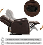 CANMOV Leather Recliner Chair, Classic and Traditional Manual Recliner Chair with Overstuffed Arms and Back, Manual Single Sofa with Concealed Cup Holders,Red Brown
