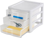 Sterilite Clearview Compact Stacking 3 Drawer Storage Organizer System, (8 Pack)