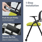 10 Pack Foldable Office Chairs with Wheels, Mesh Back, Arms and Portable - Folding Office Chairs for Conference Room Chair, Office Guest & Reception & Meeting Chair - (Green) 300 lbs.