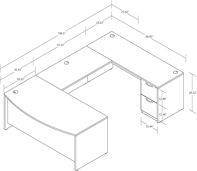 66.93'' U-Shaped Executive Office Desk with File Cabinets (Lime)