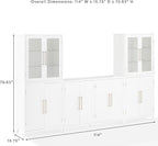 Crosley Furniture Roarke 3-Piece Modern Glass Door Sideboard Buffet Cabinet and Kitchen Storage Pantry Set, White