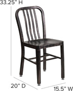 Flash Furniture Commercial Grade Black-Antique Gold Metal Indoor-Outdoor Chair