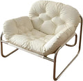 Thick Cushioned Recliner Sofa, Lazy Chair with Upholstery and Footrest, for Living Room, Bedroom, Dorm White A