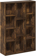Furinno LUDER Book Shelf, 11-Cube Bookshelf, Reversible Bookcase, 9.4 x 29.1 x 41.7, for Living Room, Bedroom, Home Office, Amber Pine