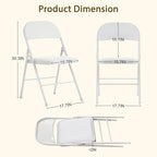 Folding Chairs 50 Pack with Padded Cushion and Back, White Portable Heavy Duty Metal Frame Commercial Seat with 330-LBS Capacity for Indoor Outdoor Office Party Events Kitchen Wedding